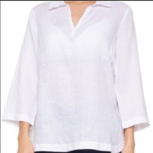 Issac Mizrahi Shirt - Linen, 3/4 Sleeve Size S